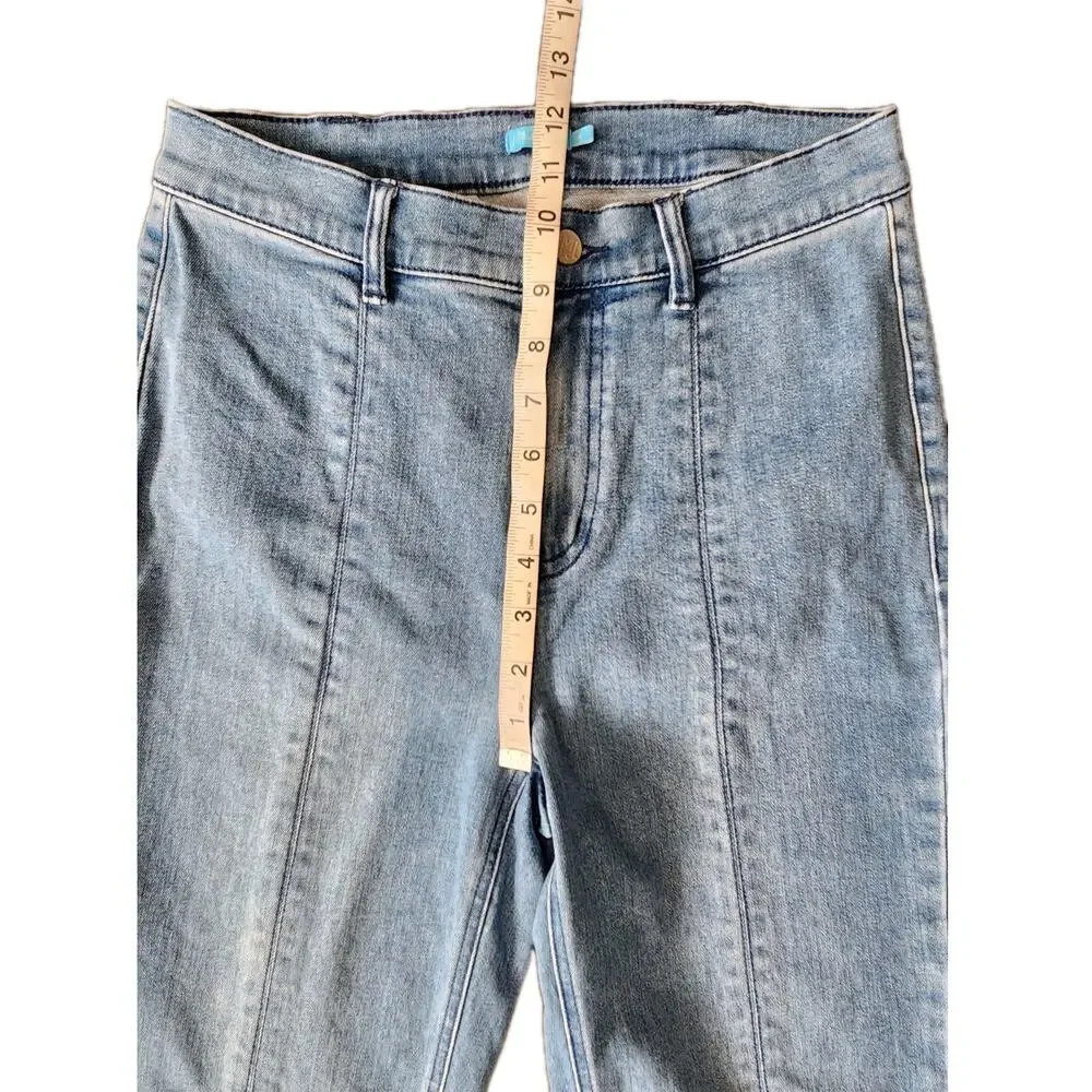 J Mclaughlin Mid Rise Straight Ankle Front Slit Denim Jeans Blue Women's Size 4 - Picture 6 of 7